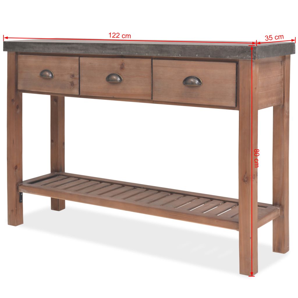 Wandtafel 122x35x80 cm massief vurenhout Wandtafel 122x35x80 cm massief vurenhout