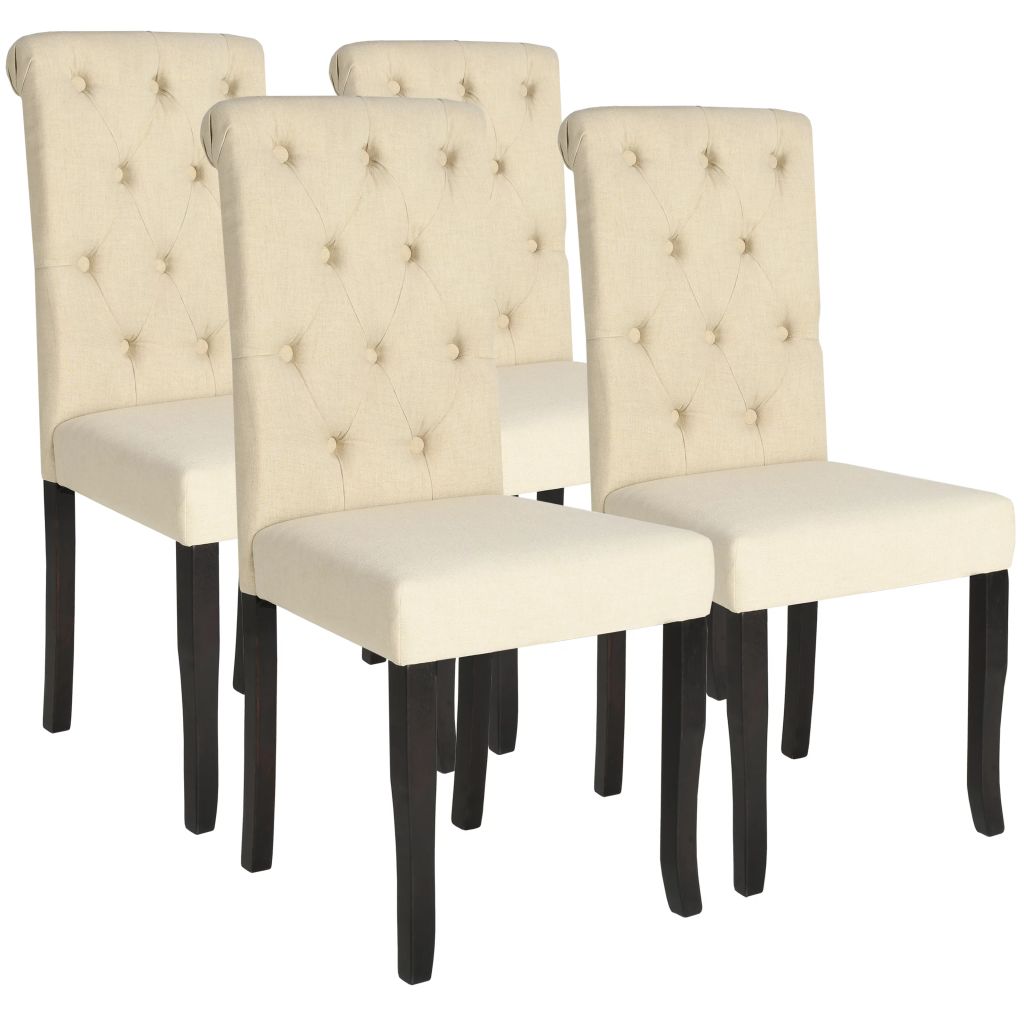 Eetkamerstoelen 4 st stof crme Eetkamerstoelen 4 st stof crme