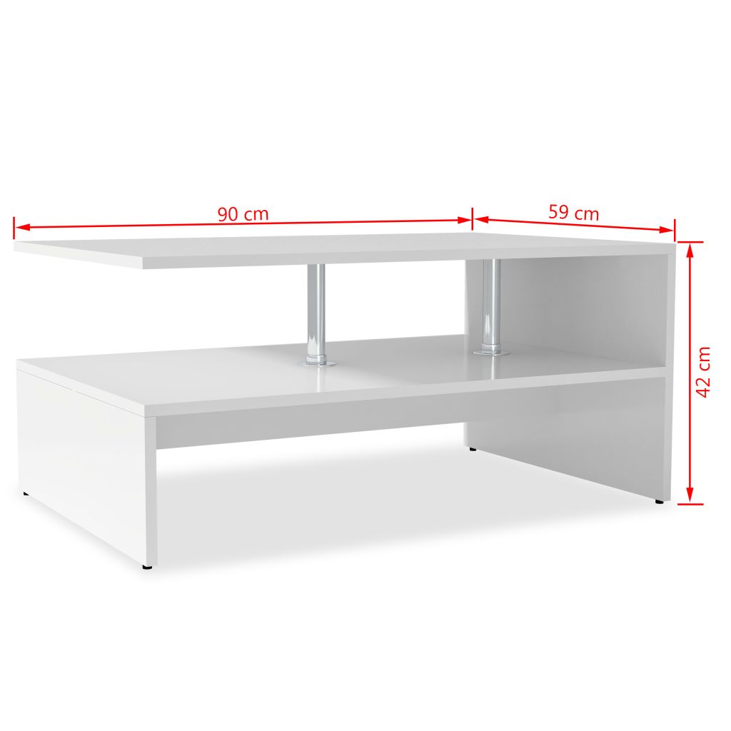 Salontafel 90x59x42 cm spaanplaat wit Salontafel 90x59x42 cm spaanplaat wit