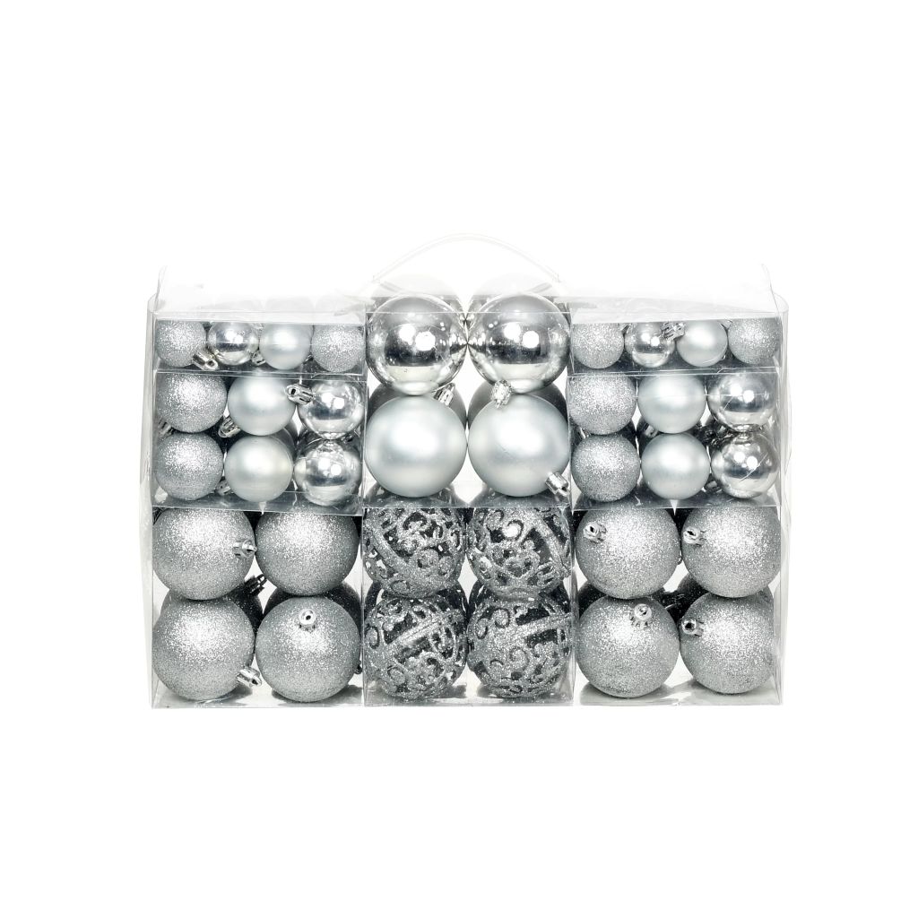 Kerstballenset 6 cm zilver 100-delig Kerstballenset 6 cm zilver 100-delig