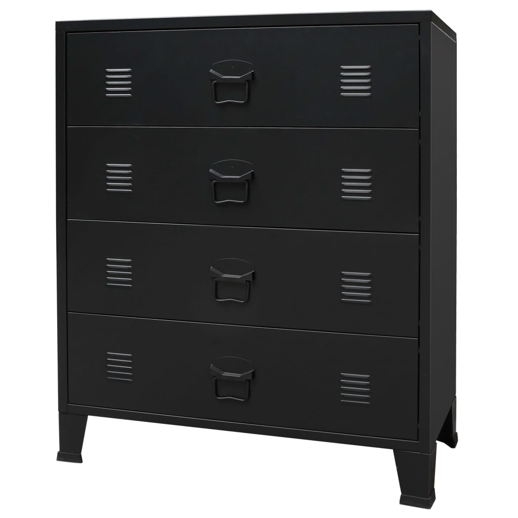 Ladekast industrile stijl 78x40x93 cm metaal zwart Ladekast industrile stijl 78x40x93 cm metaal zwart