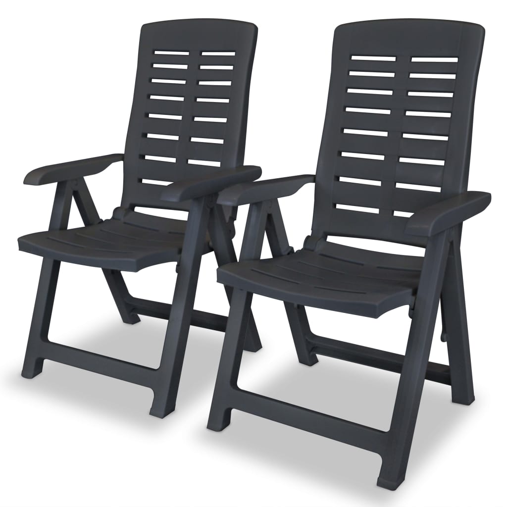 Tuinstoelen verstelbaar 60x61x108 cm kunststof antraciet 2 st Tuinstoelen verstelbaar 60x61x108 cm kunststof antraciet 2 st