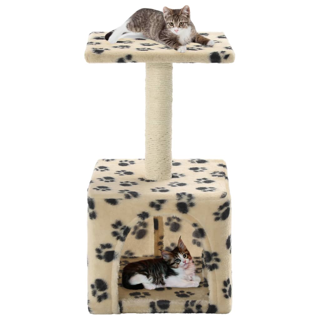 Kattenkrabpaal met sisal krabpaal 55 cm pootafdrukken beige Kattenkrabpaal met sisal krabpaal 55 cm pootafdrukken beige