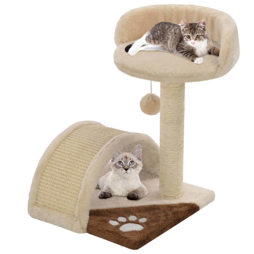 Kattenkrabpaal met sisal krabpaal 40 cm beige en bruin Kattenkrabpaal met sisal krabpaal 40 cm beige en bruin