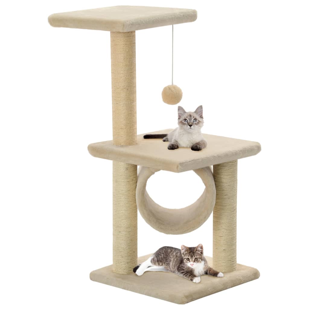 Kattenkrabpaal met sisal krabpalen 65 cm beige Kattenkrabpaal met sisal krabpalen 65 cm beige