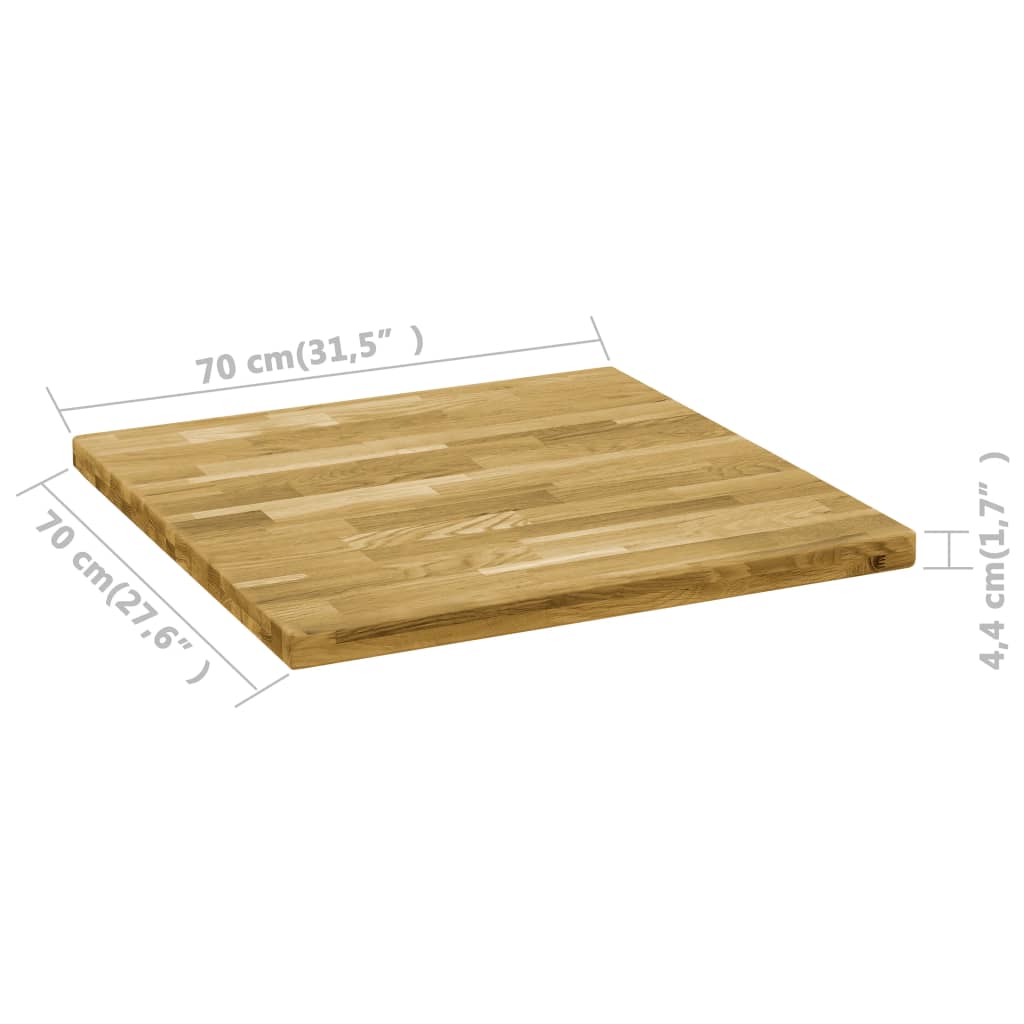 Tafelblad vierkant 44 mm 70x70 cm massief eikenhout Tafelblad vierkant 44 mm 70x70 cm massief eikenhout