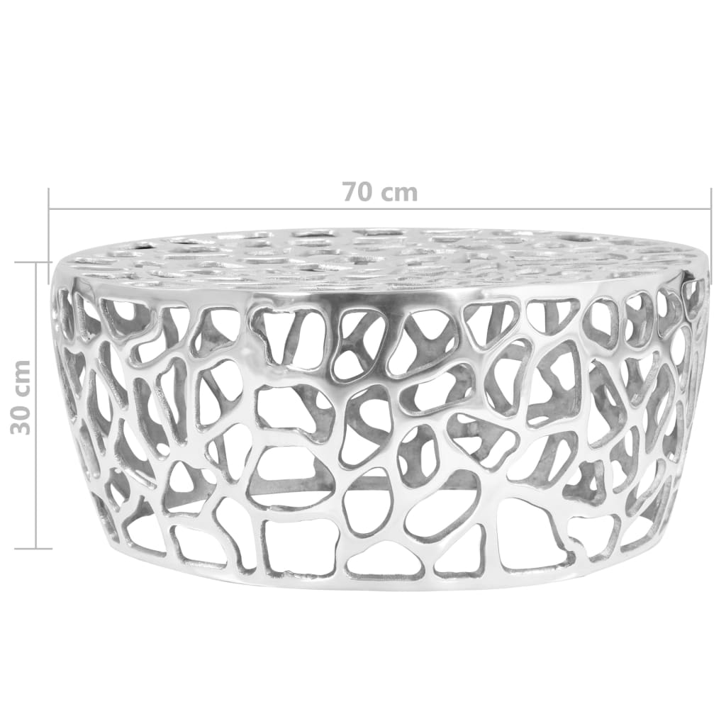 Salontafel 70x30 cm gegoten aluminium zilverkleurig Salontafel 70x30 cm gegoten aluminium zilverkleurig