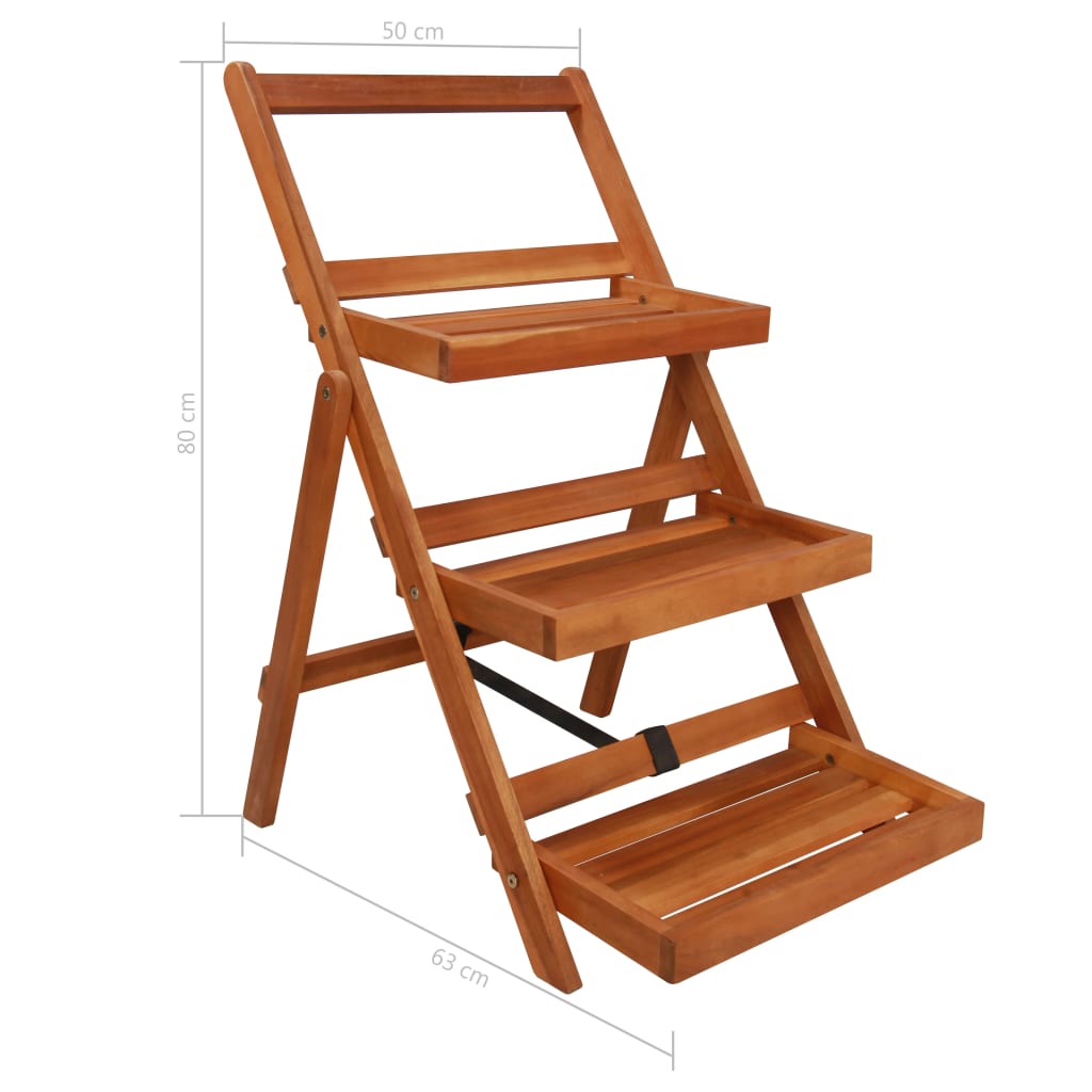 Plantenstandaard 3-laags 50x63x80 cm massief acaciahout Plantenstandaard 3-laags 50x63x80 cm massief acaciahout