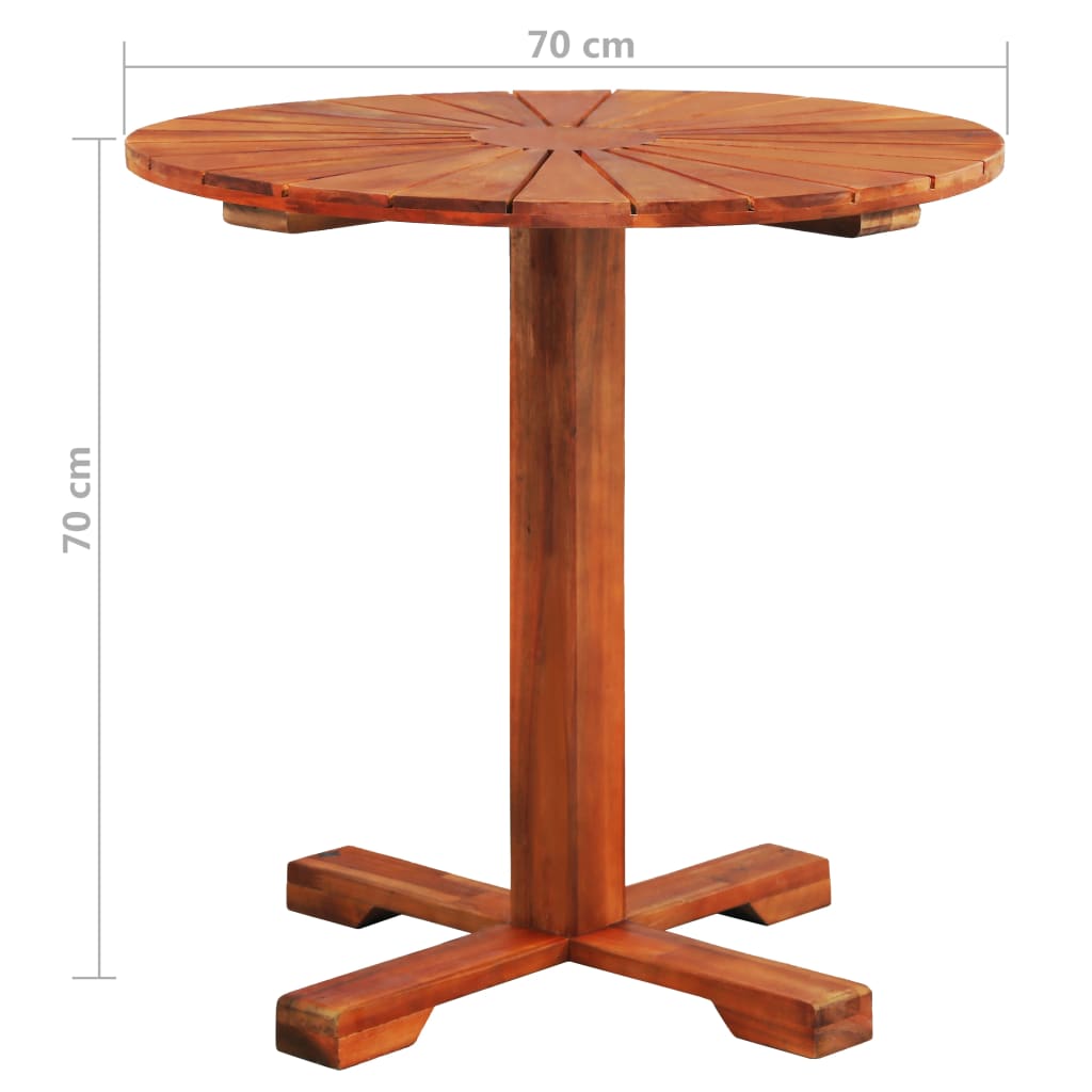 Tafel op voet rond 70x70 cm massief acaciahout Tafel op voet rond 70x70 cm massief acaciahout