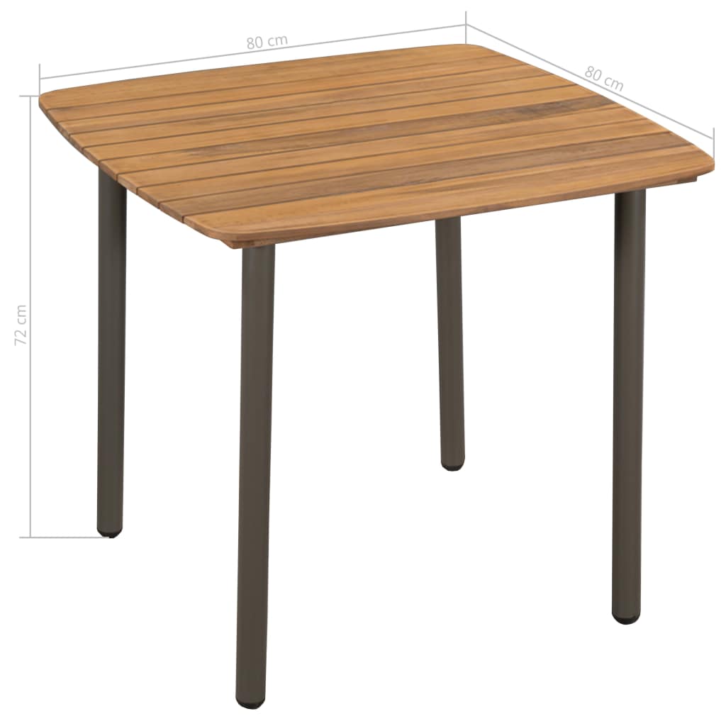 Tuintafel 80x80x72 cm massief acaciahout en staal Tuintafel 80x80x72 cm massief acaciahout en staal
