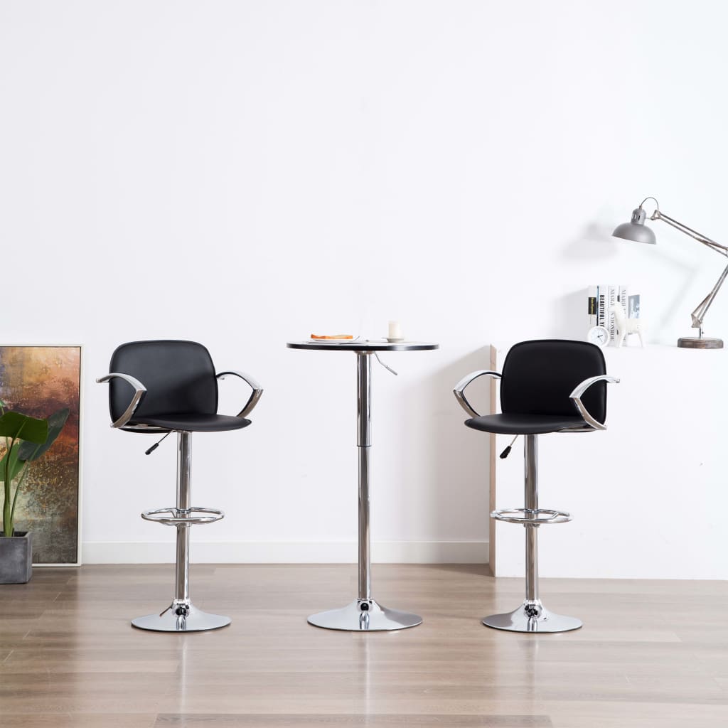 Barstoel met armleuningen kunstleer zwart 2 st Barstoel met armleuningen kunstleer zwart 2 st