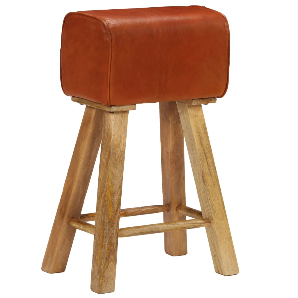 Barstoelen 2 st 48x31x76 cm massief mangohout echt leer Barstoelen 2 st 48x31x76 cm massief mangohout echt leer