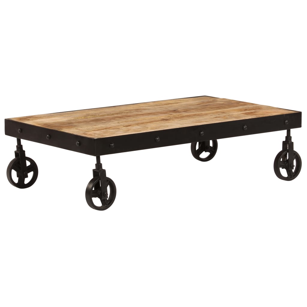 Salontafel op wieltjes 100x60x26 cm massief mangohout Salontafel op wieltjes 100x60x26 cm massief mangohout