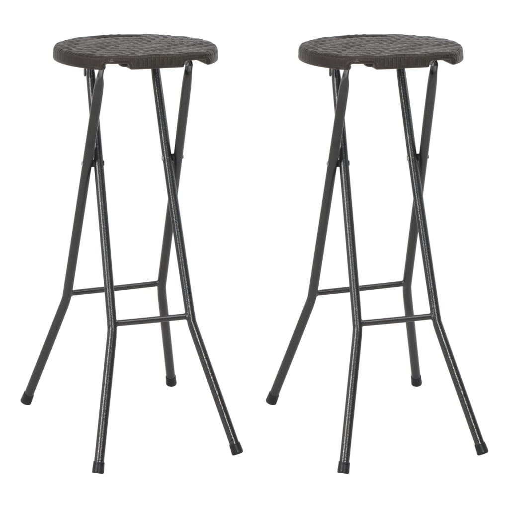 Barstoelen inklapbaar rattan-look 35x44x80 cm HDPE bruin 2 st Barstoelen inklapbaar rattan-look 35x44x80 cm HDPE bruin 2 st