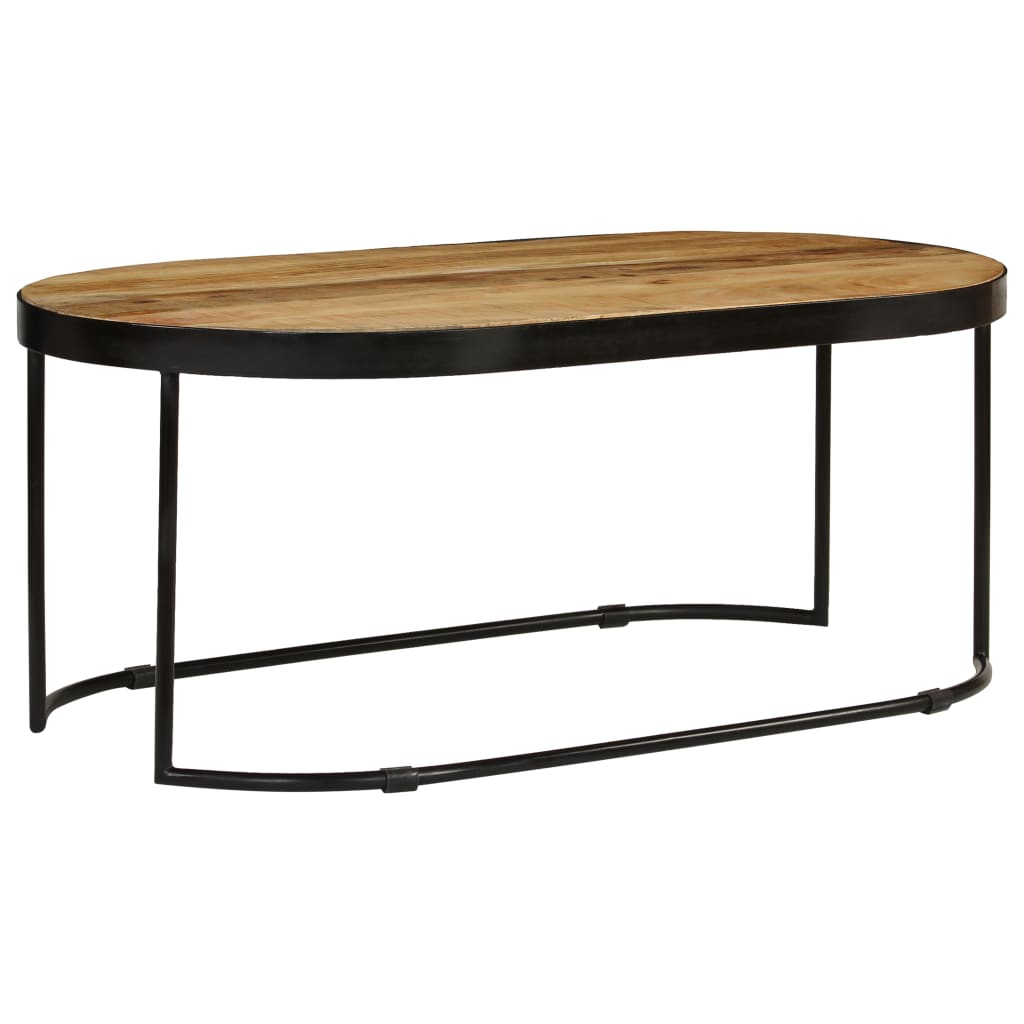 Salontafel ovaal 100 cm massief ruw mangohout en staal Salontafel ovaal 100 cm massief ruw mangohout en staal