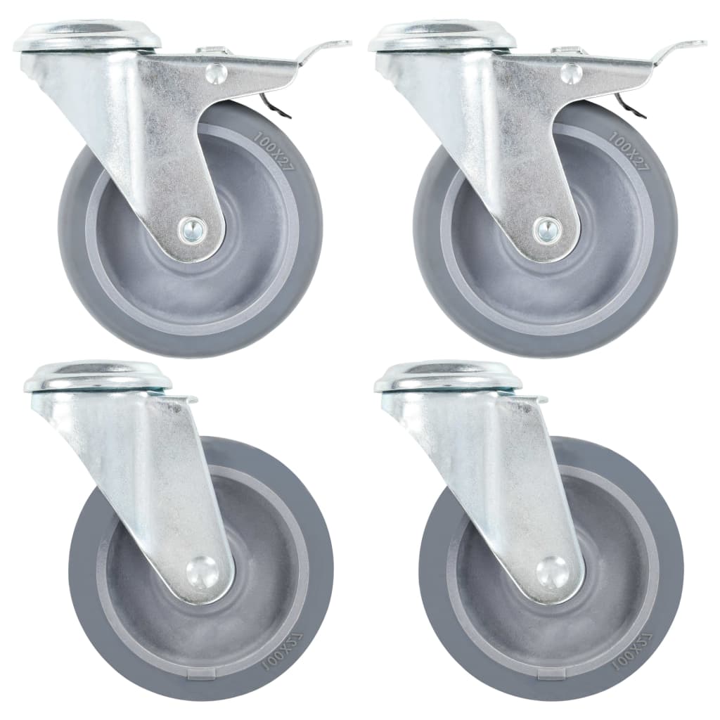 Zwenkwielen met boutgaten 4 st 100 mm Zwenkwielen met boutgaten 4 st 100 mm