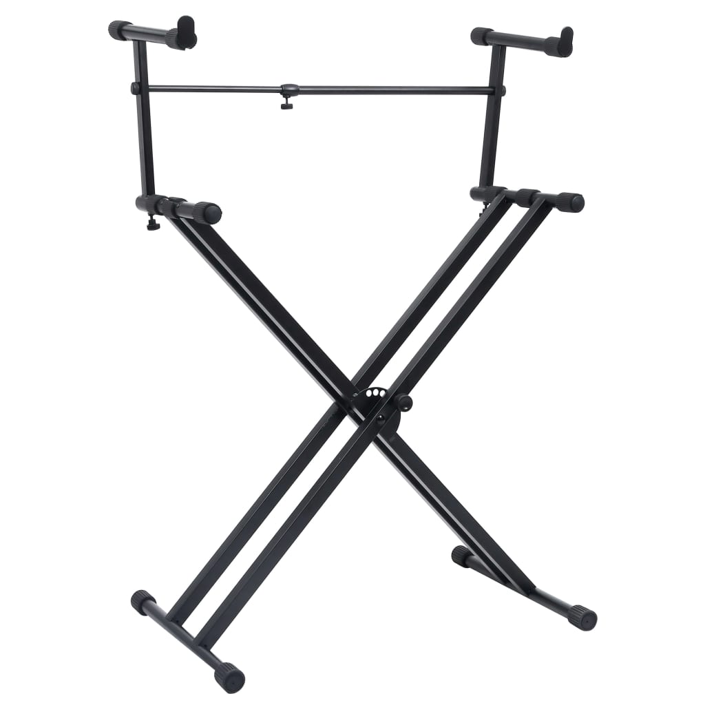 Keyboardstandaard X-frame dubbel versterkt zwart Keyboardstandaard X-frame dubbel versterkt zwart