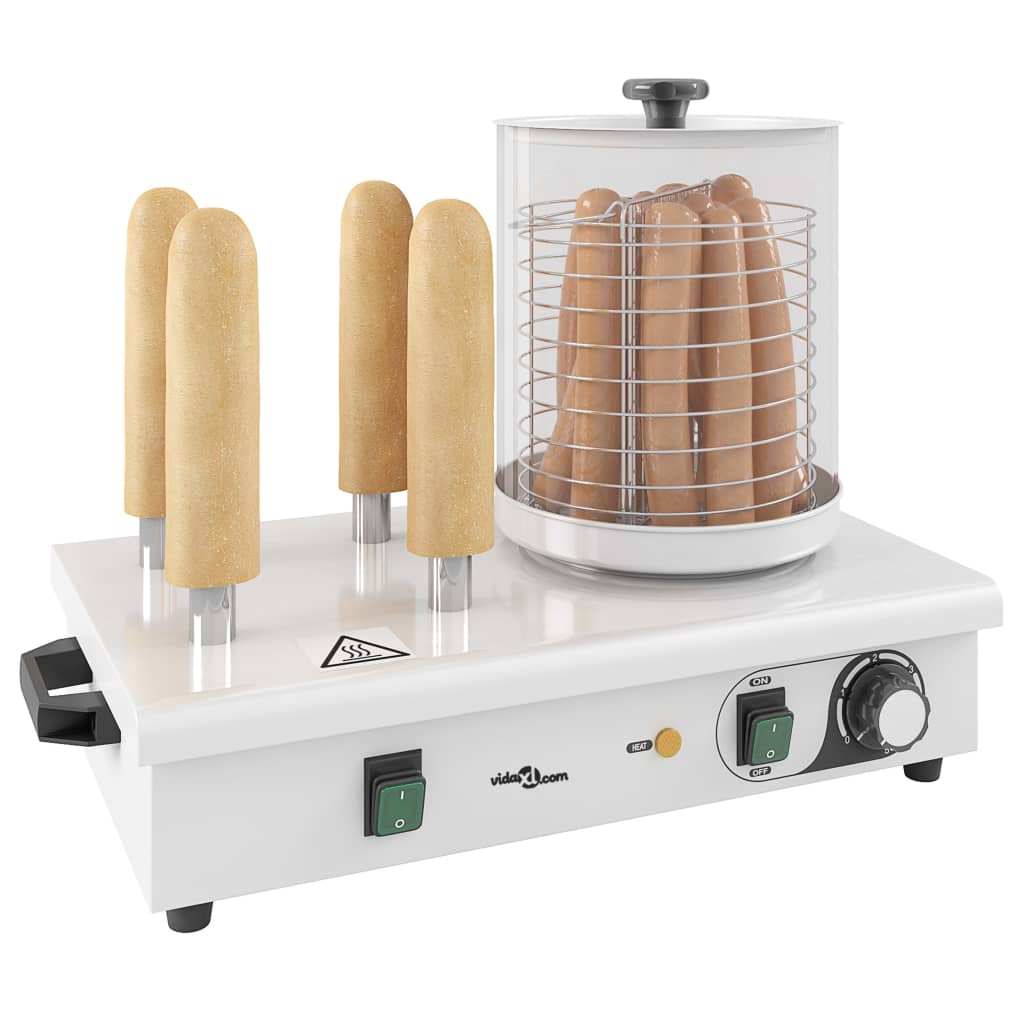 Hotdog verwarmer met 4 staven 550 W roestvrij staal