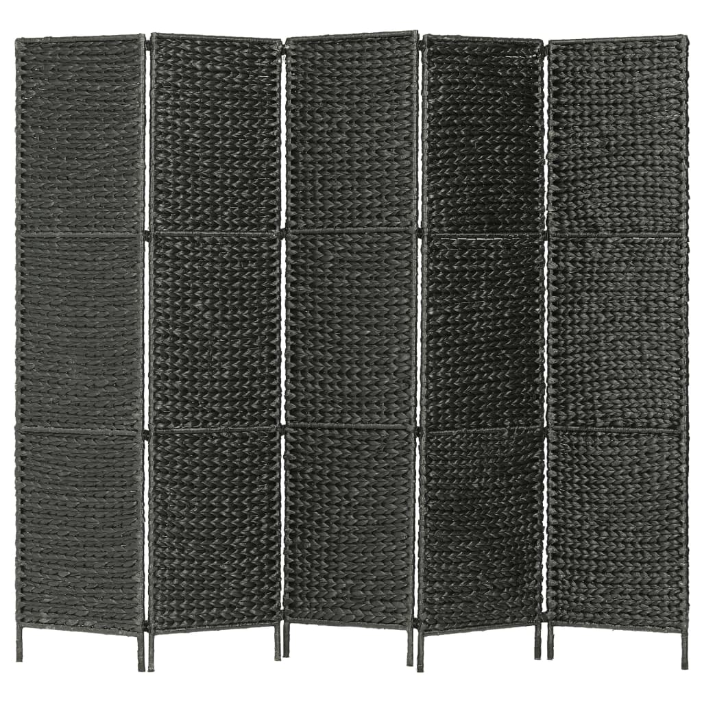 Kamerverdeler met 5 panelen 193x160 cm waterhyacint zwart Kamerverdeler met 5 panelen 193x160 cm waterhyacint zwart