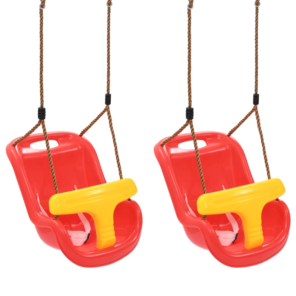 Babyschommels 2 st met veiligheidsgordel PP rood Babyschommels 2 st met veiligheidsgordel PP rood