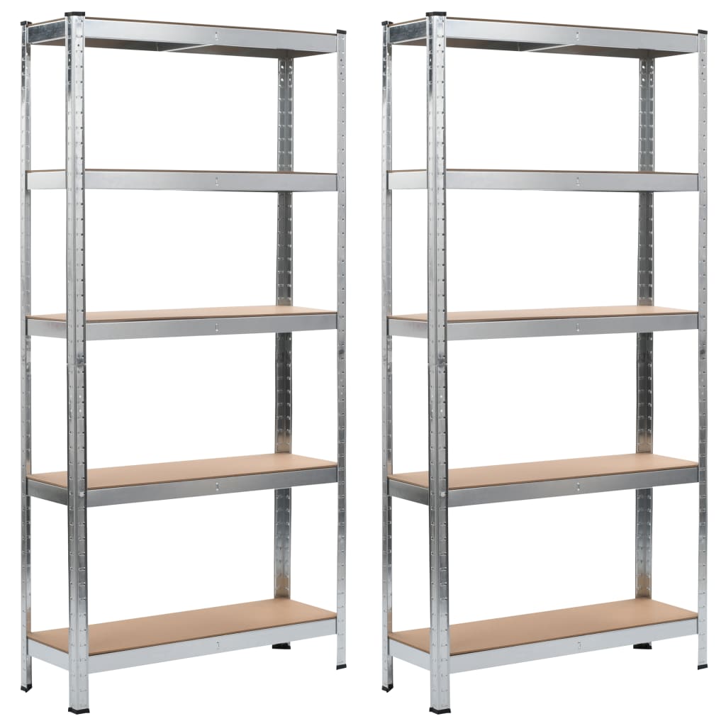 Opbergrekken 2 st 90x30x180 cm staal en MDF zilverkleurig Opbergrekken 2 st 90x30x180 cm staal en MDF zilverkleurig