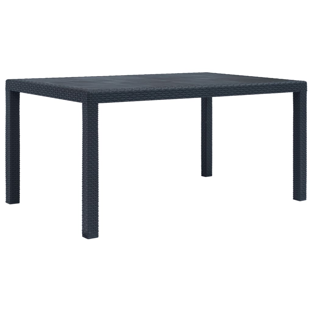 Tuintafel 150x90x72 cm rattan-look kunststof antraciet Tuintafel 150x90x72 cm rattan-look kunststof antraciet