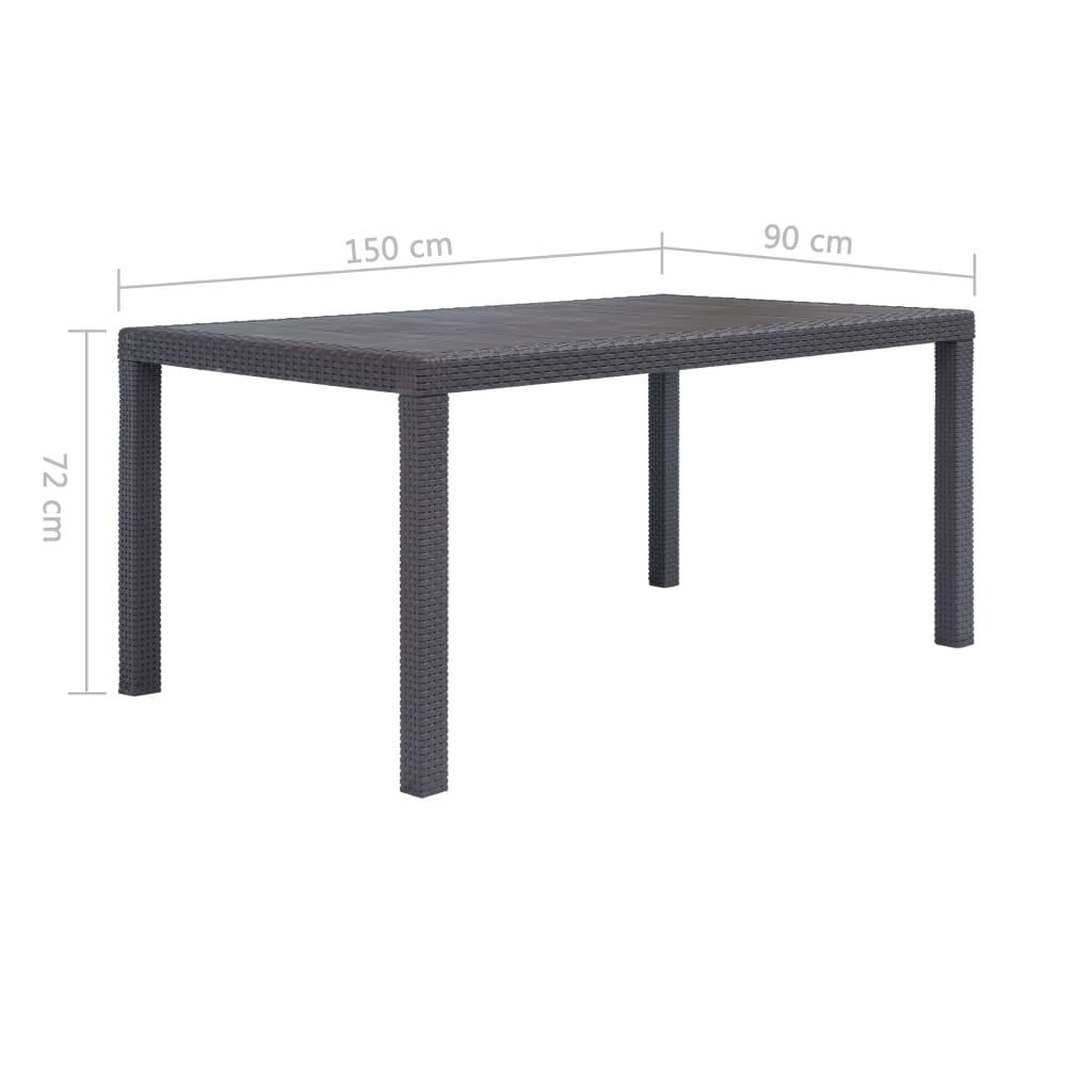 Tuintafel 150x90x72 cm rattan-look kunststof bruin Tuintafel 150x90x72 cm rattan-look kunststof bruin