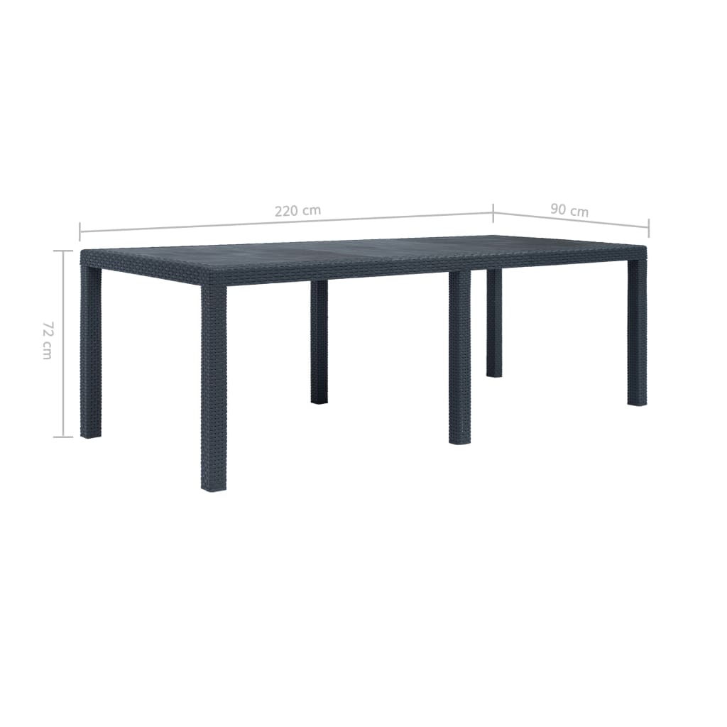 Tuintafel 220x90x72 cm rattan-look kunststof antraciet Tuintafel 220x90x72 cm rattan-look kunststof antraciet
