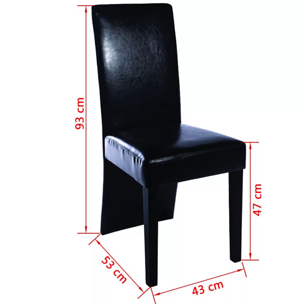 Eetkamerstoelen doorlopende rugleuning kunstleer zwart 2 st Eetkamerstoelen doorlopende rugleuning kunstleer zwart 2 st