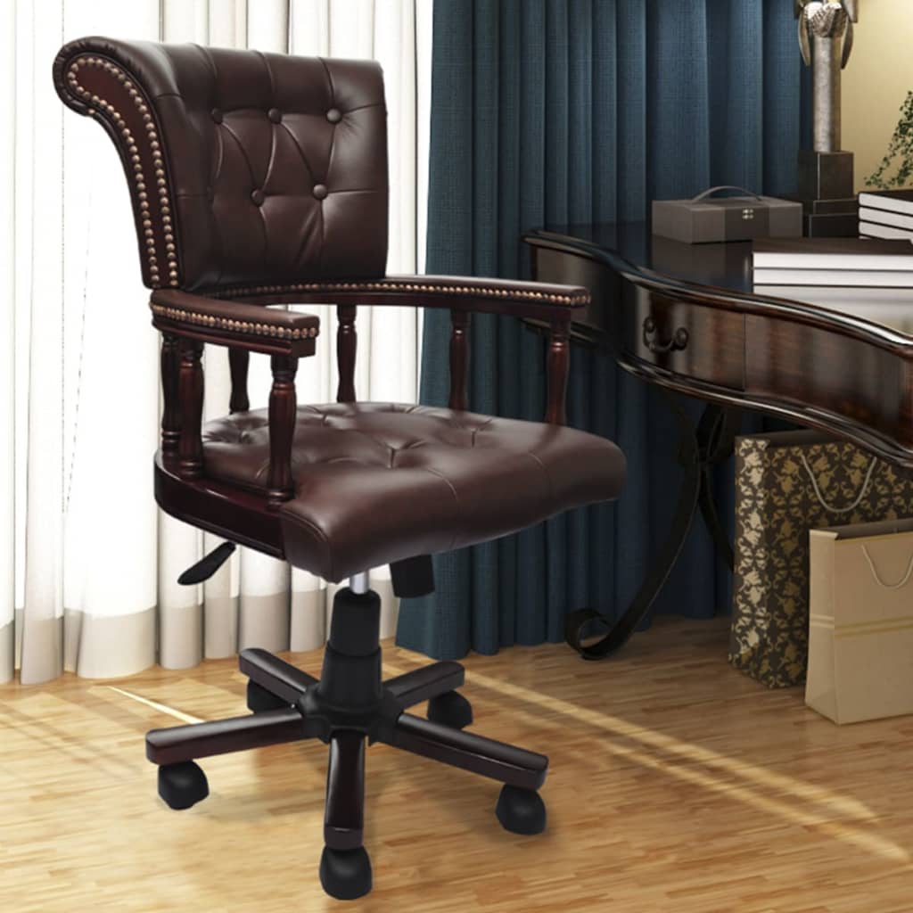 Bureaustoel Chesterfield kunstleer bruin Bureaustoel Chesterfield kunstleer bruin