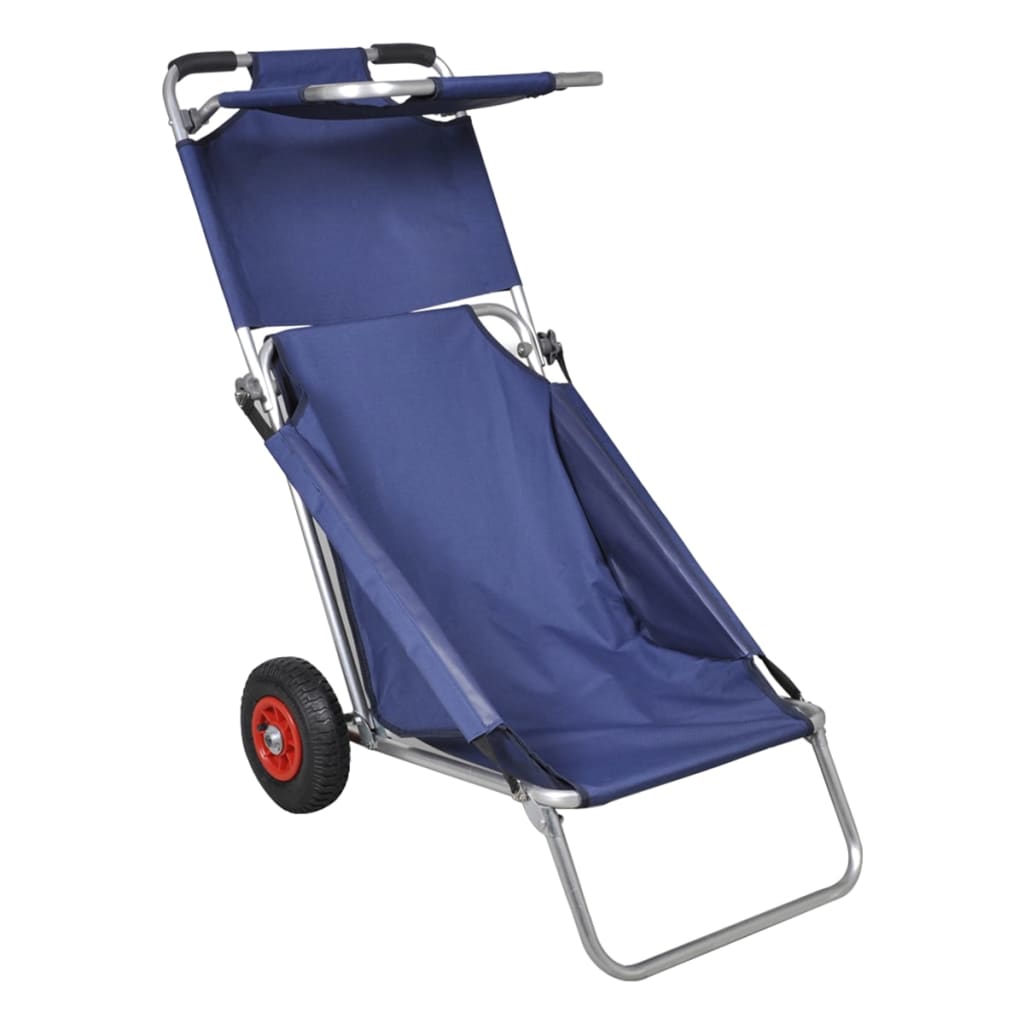 Strandtrolley met wielen draagbaar en inklapbaar blauw Strandtrolley met wielen draagbaar en inklapbaar blauw