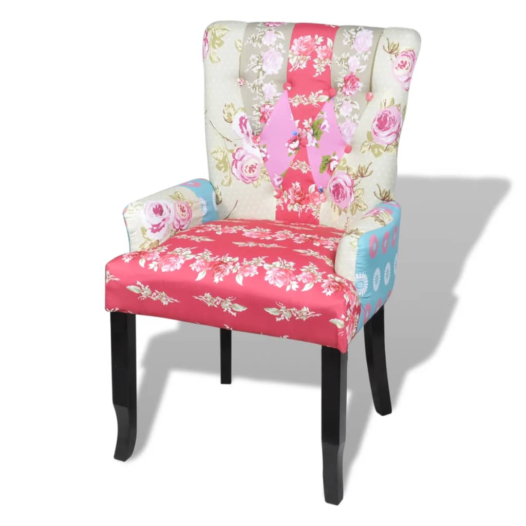 Stoel met patchwork ontwerp stof Stoel met patchwork ontwerp stof