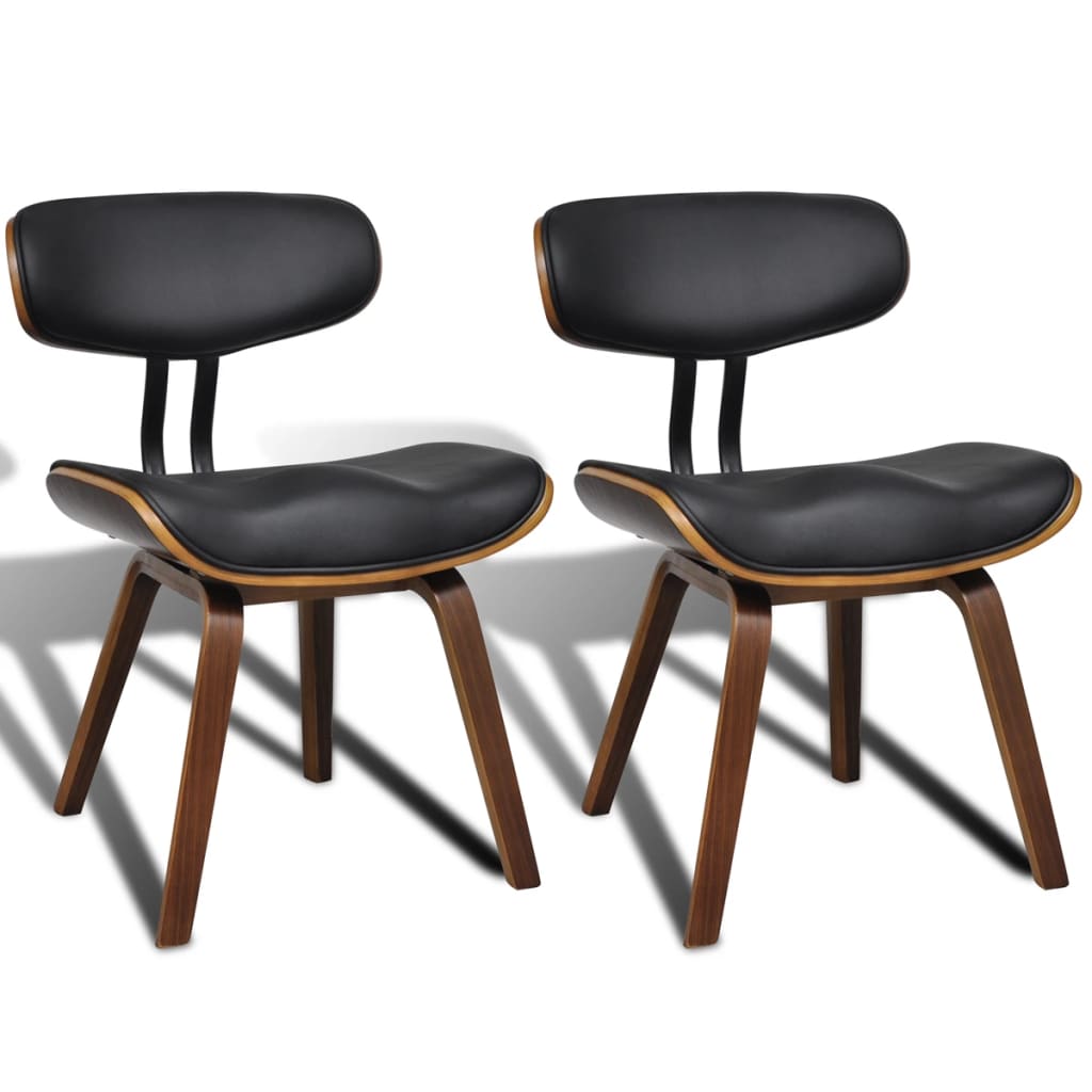 Eetkamerstoelen 2 st gebogen hout en kunstleer Eetkamerstoelen 2 st gebogen hout en kunstleer