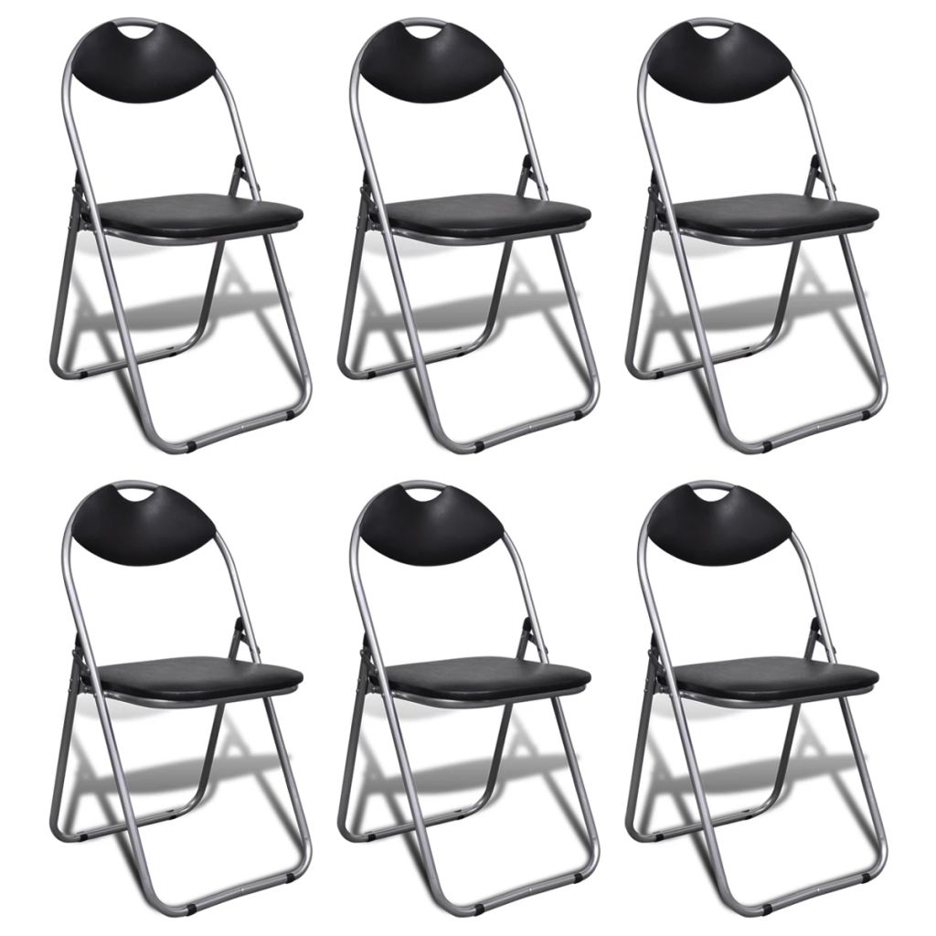 Klapstoel met stalen frame zwart 6 st Klapstoel met stalen frame zwart 6 st