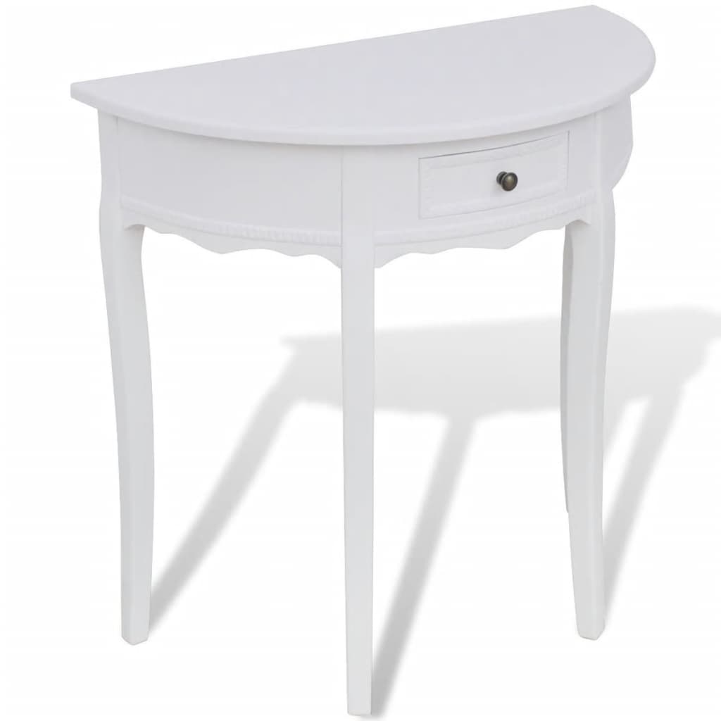 Wandtafel met lade halfrond wit Wandtafel met lade halfrond wit