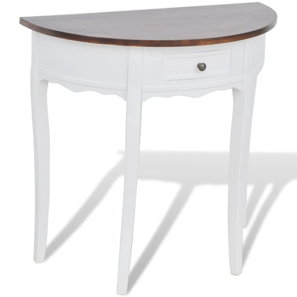 Wandtafel met lade halfrond bruin Wandtafel met lade halfrond bruin