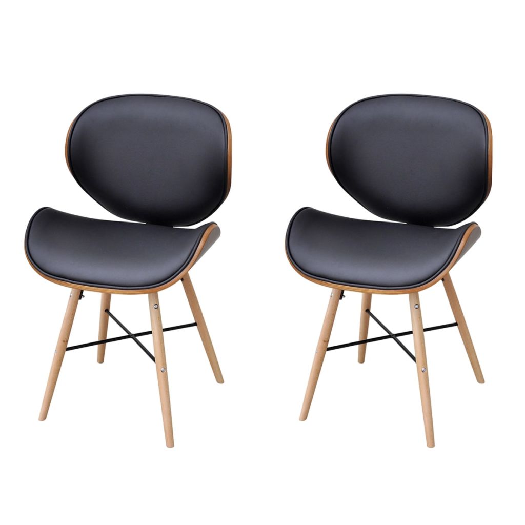 Eetkamerstoelen 2 st gebogen hout en kunstleer Eetkamerstoelen 2 st gebogen hout en kunstleer
