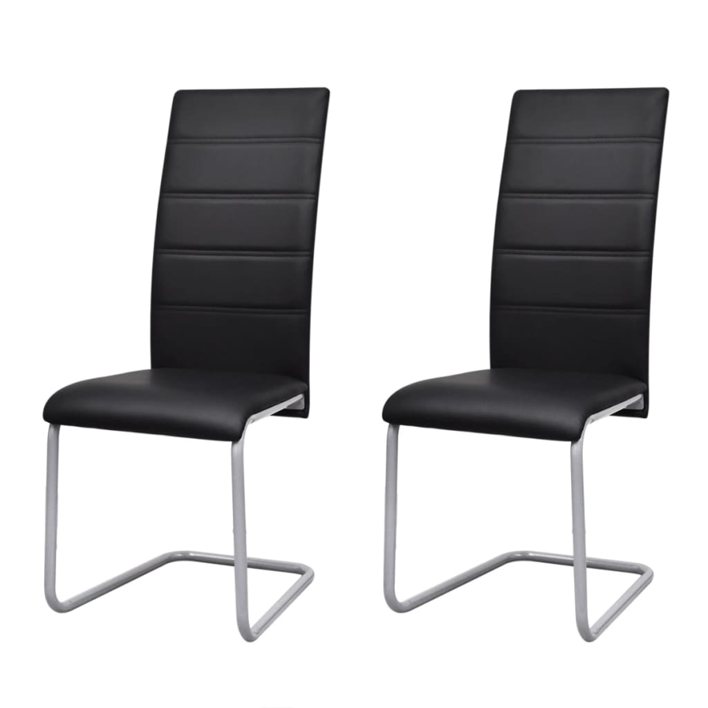Eetkamerstoelen 2 st kunstleer zwart Eetkamerstoelen 2 st kunstleer zwart