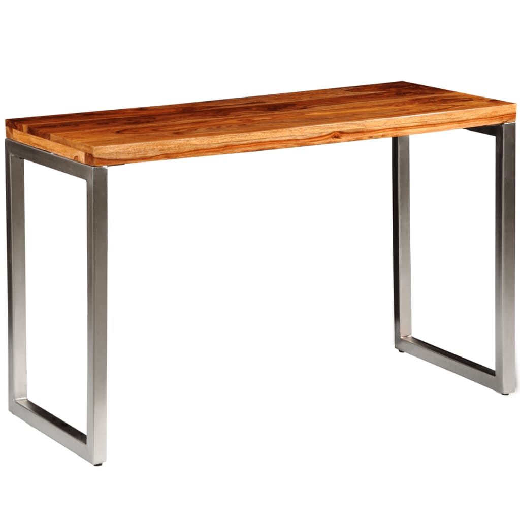 Eettafel/bureau met stalen poten massief sheesham hout Eettafel/bureau met stalen poten massief sheesham hout