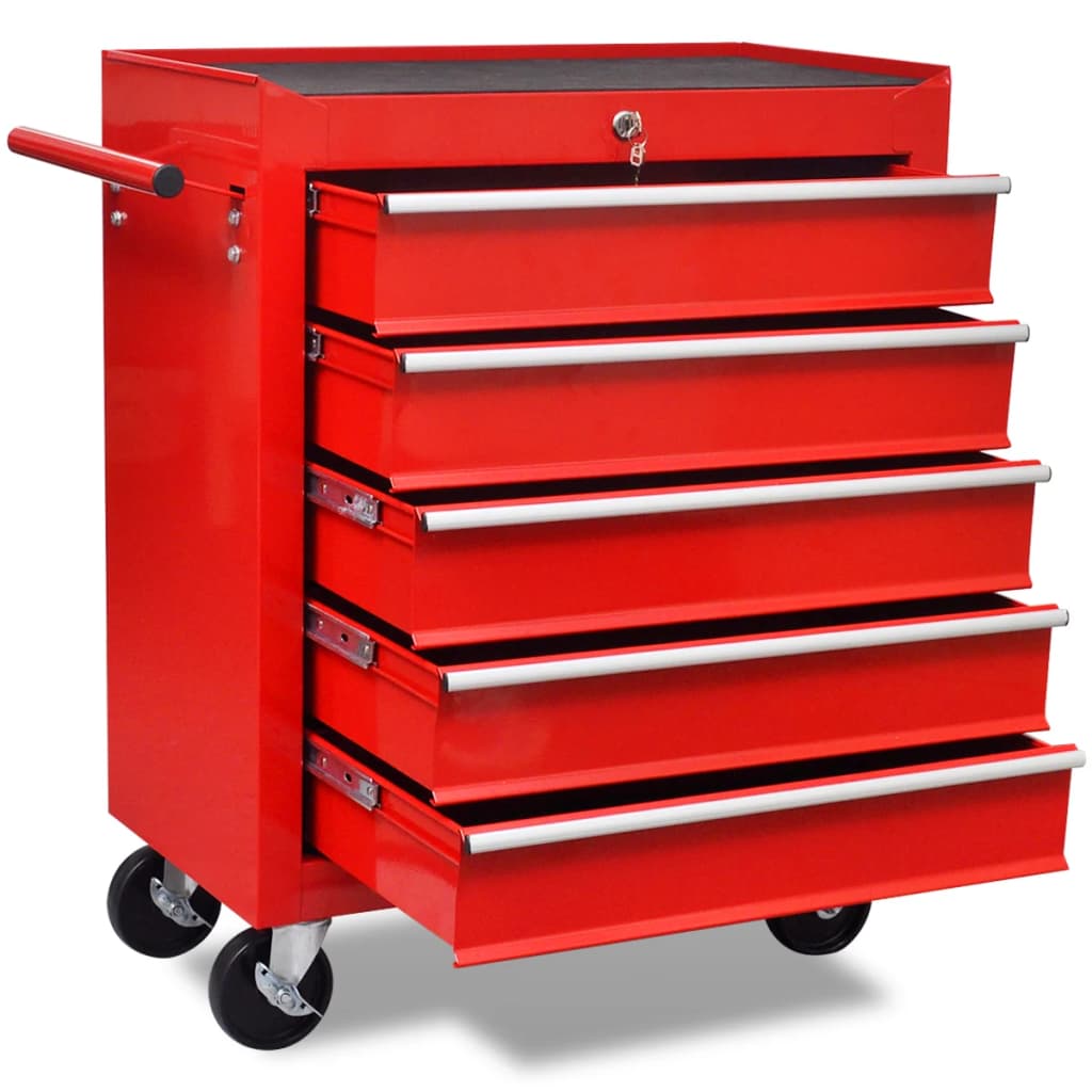 Gereedschapswagen 5 lades rood Gereedschapswagen 5 lades rood