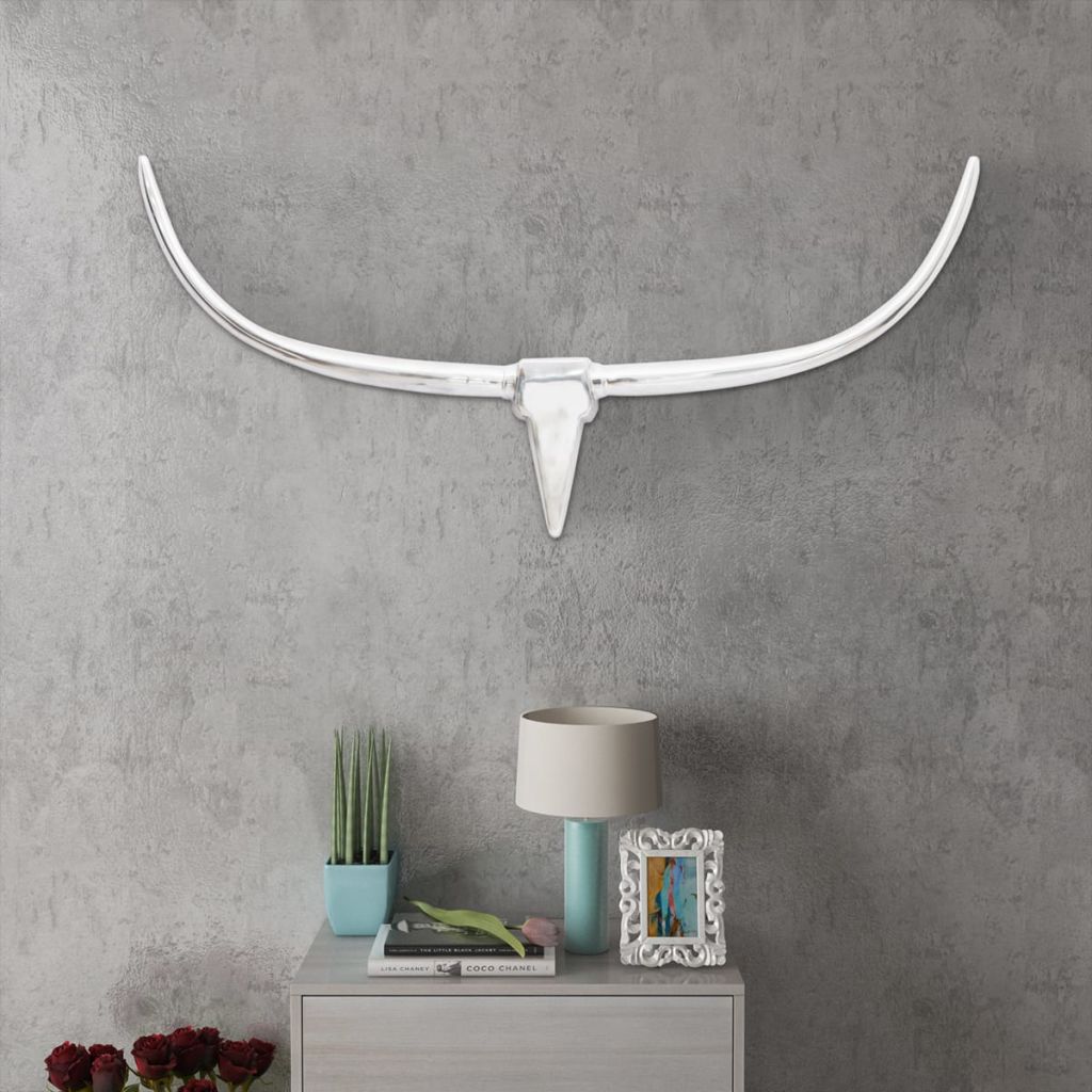 Stierenkop voor aan de muur aluminium 125 cm zilverkleurig Stierenkop voor aan de muur aluminium 125 cm zilverkleurig