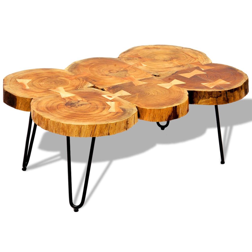 Salontafel met 6 boomstammen 35 cm massief sheesham hout Salontafel met 6 boomstammen 35 cm massief sheesham hout
