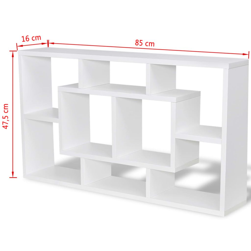 Wandplank met 8 vakken wit Wandplank met 8 vakken wit