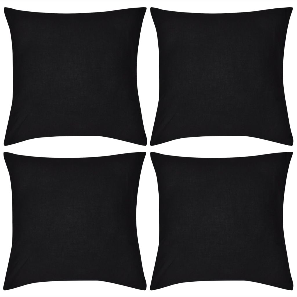 Kussenhoezen katoen 80 x 80 cm zwart 4 stuks Kussenhoezen katoen 80 x 80 cm zwart 4 stuks