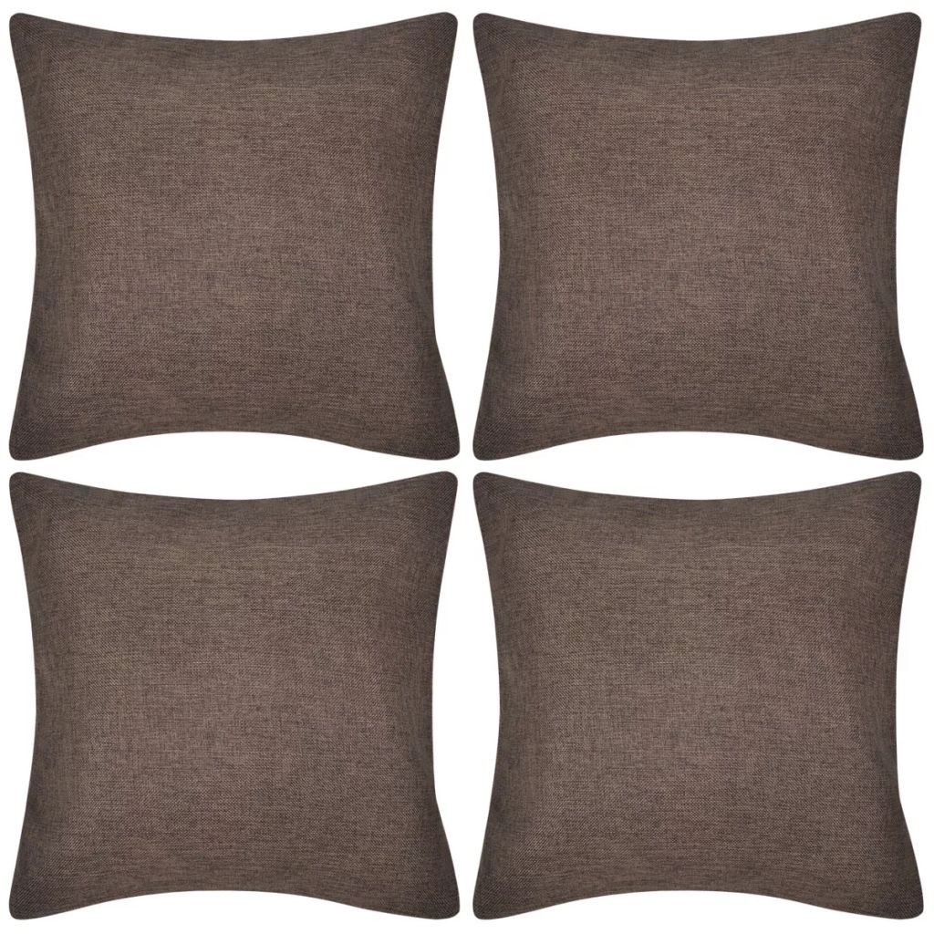Kussenhoezen linnen look 80 x 80 cm bruin 4 stuks Kussenhoezen linnen look 80 x 80 cm bruin 4 stuks