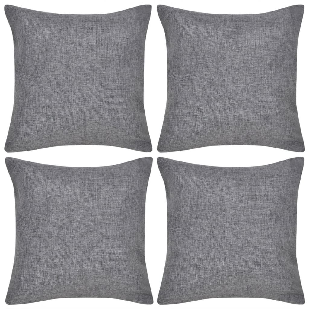 Kussenhoezen linnen look 40 x 40 cm antraciet 4 stuks Kussenhoezen linnen look 40 x 40 cm antraciet 4 stuks