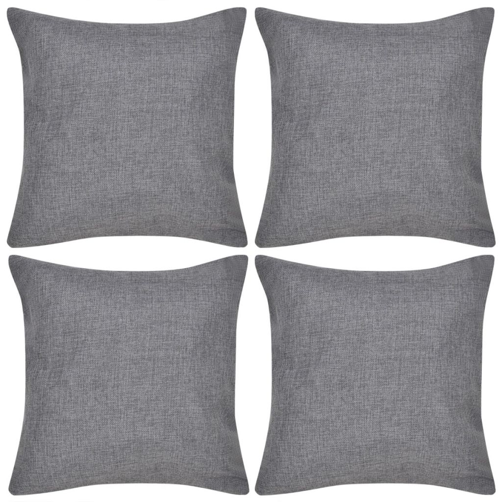 Kussenhoezen linnen look 50 x 50 cm antraciet 4 stuks Kussenhoezen linnen look 50 x 50 cm antraciet 4 stuks
