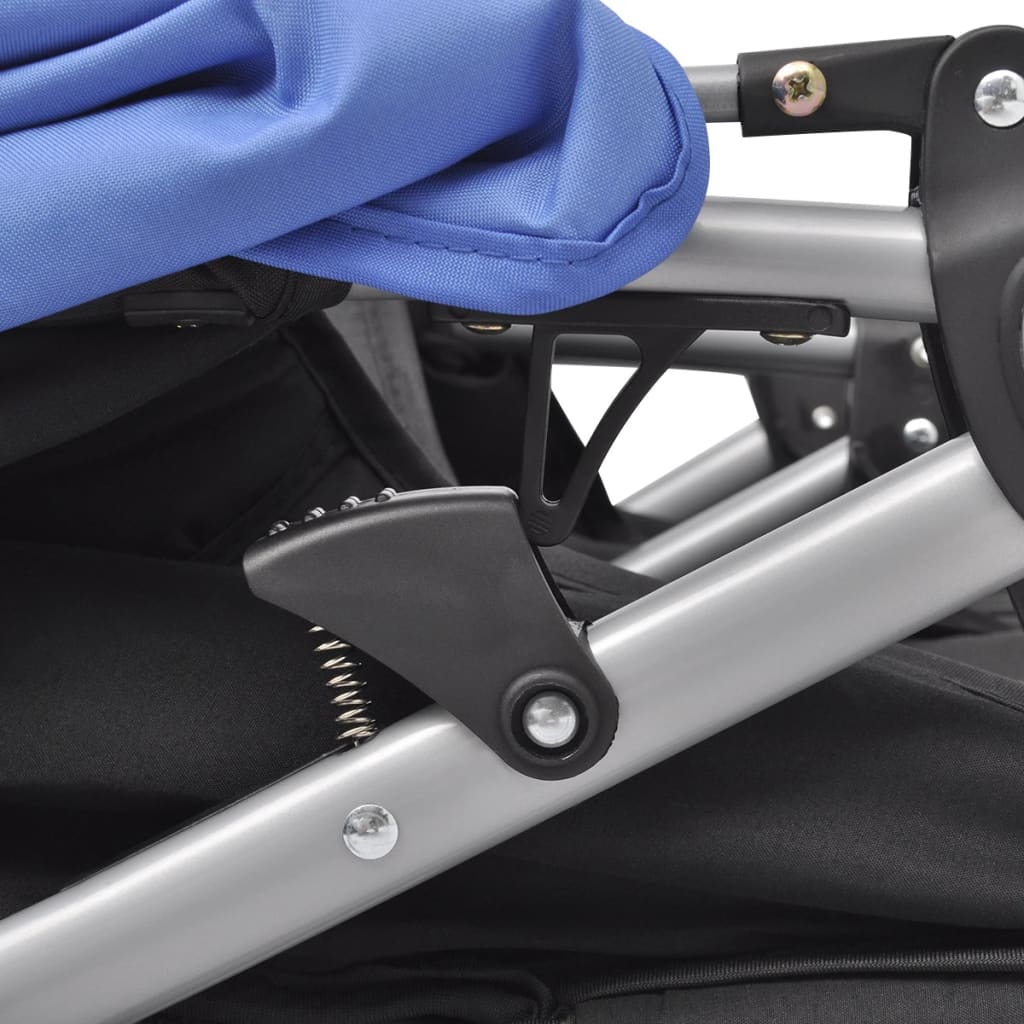 Tweelingkinderwagen staal blauw en zwart Tweelingkinderwagen staal blauw en zwart