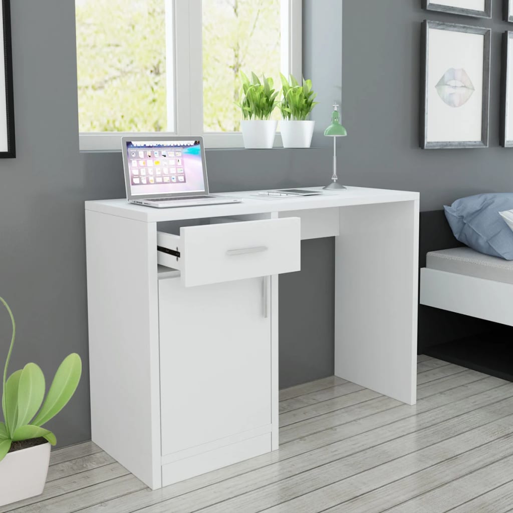 Bureau met lade en kastje 100x40x73 cm wit Bureau met lade en kastje 100x40x73 cm wit