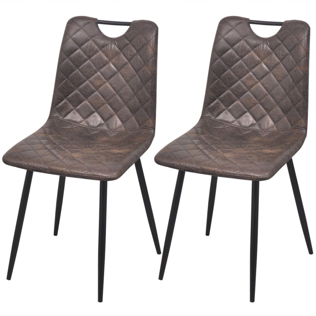 Eetkamerstoelen 2 st kunstleer donkerbruin Eetkamerstoelen 2 st kunstleer donkerbruin